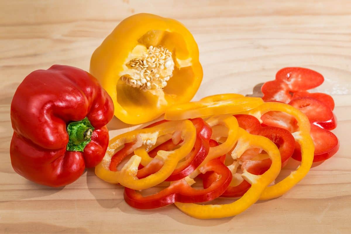 Cut Bell Peppers showing Seeds