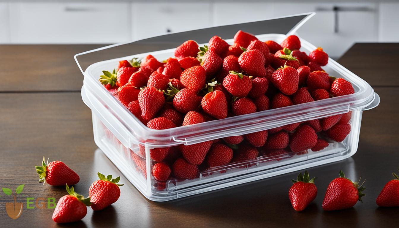 Using a sealable, air tight container to store your dehydrated strawberries.
