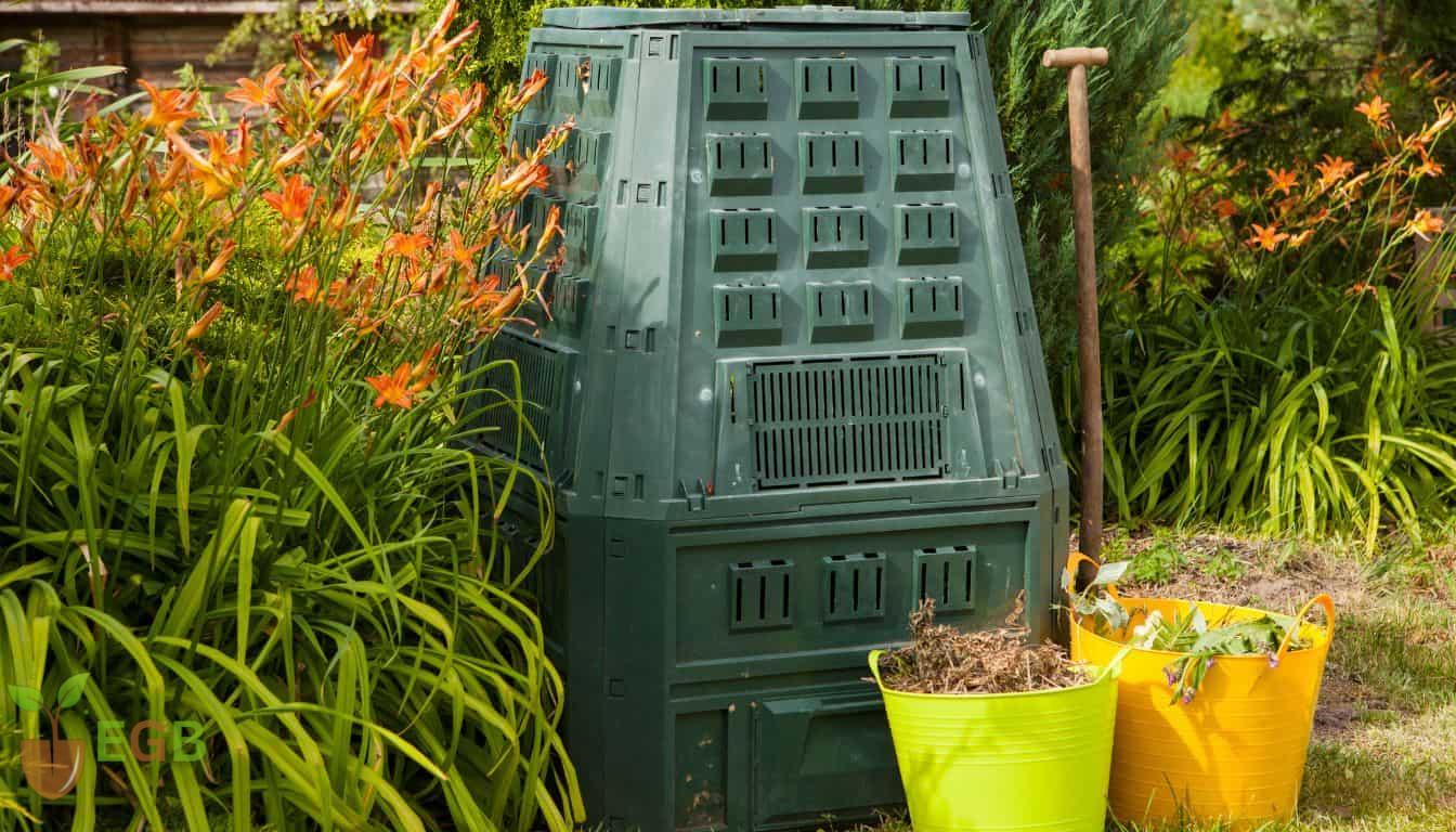 A large, well designed and ventilated outdoor compost bin in the gards.