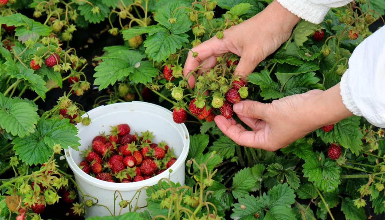Fresh picked wild strawberries