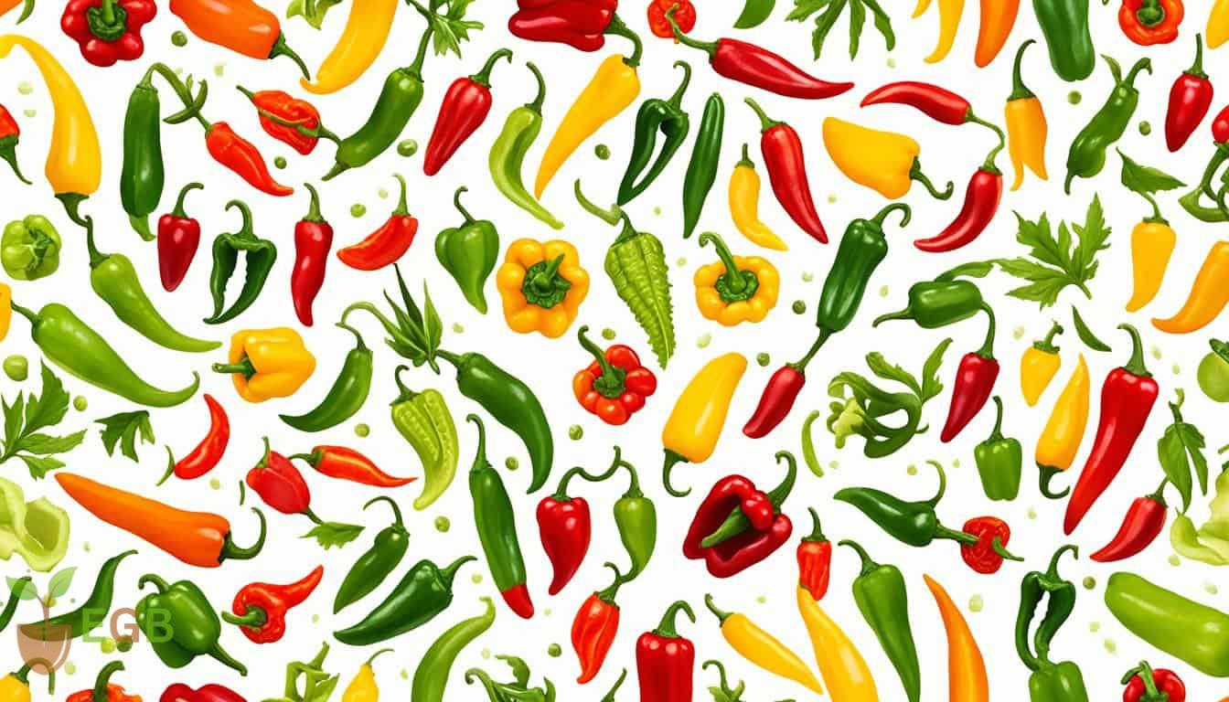 A digital art picture of various peppers
