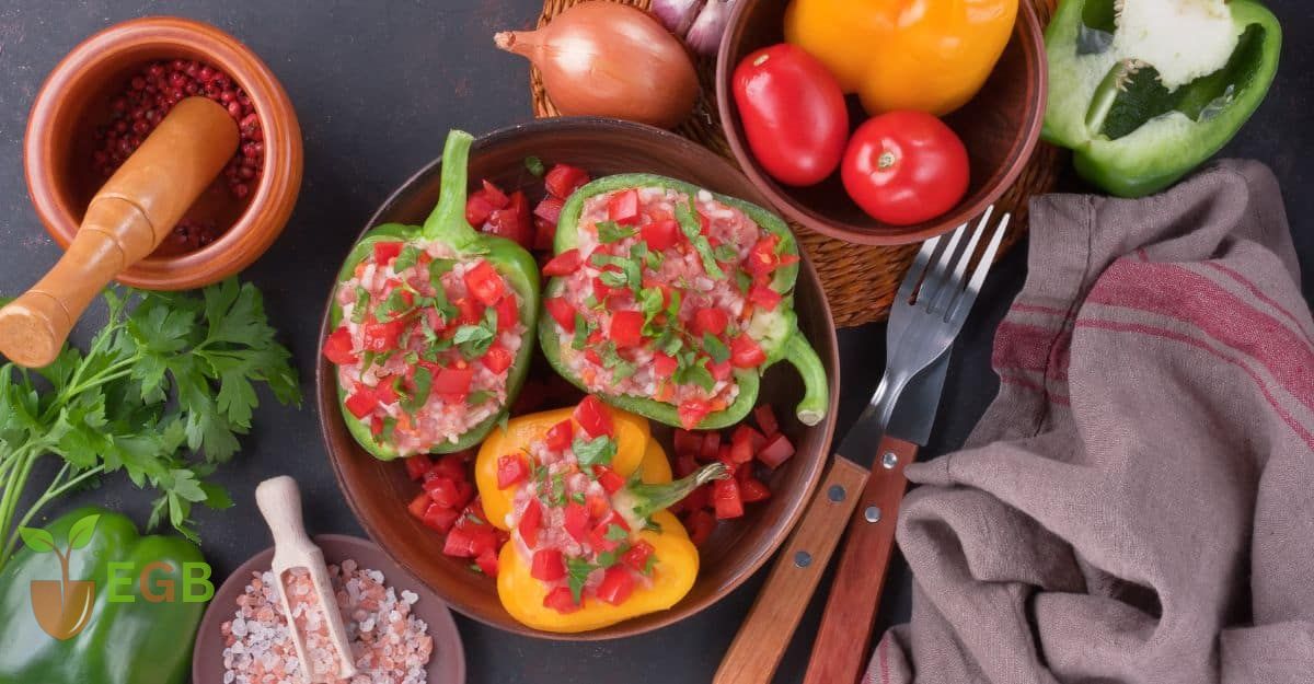 Preparing Stuffed Bell Peppers