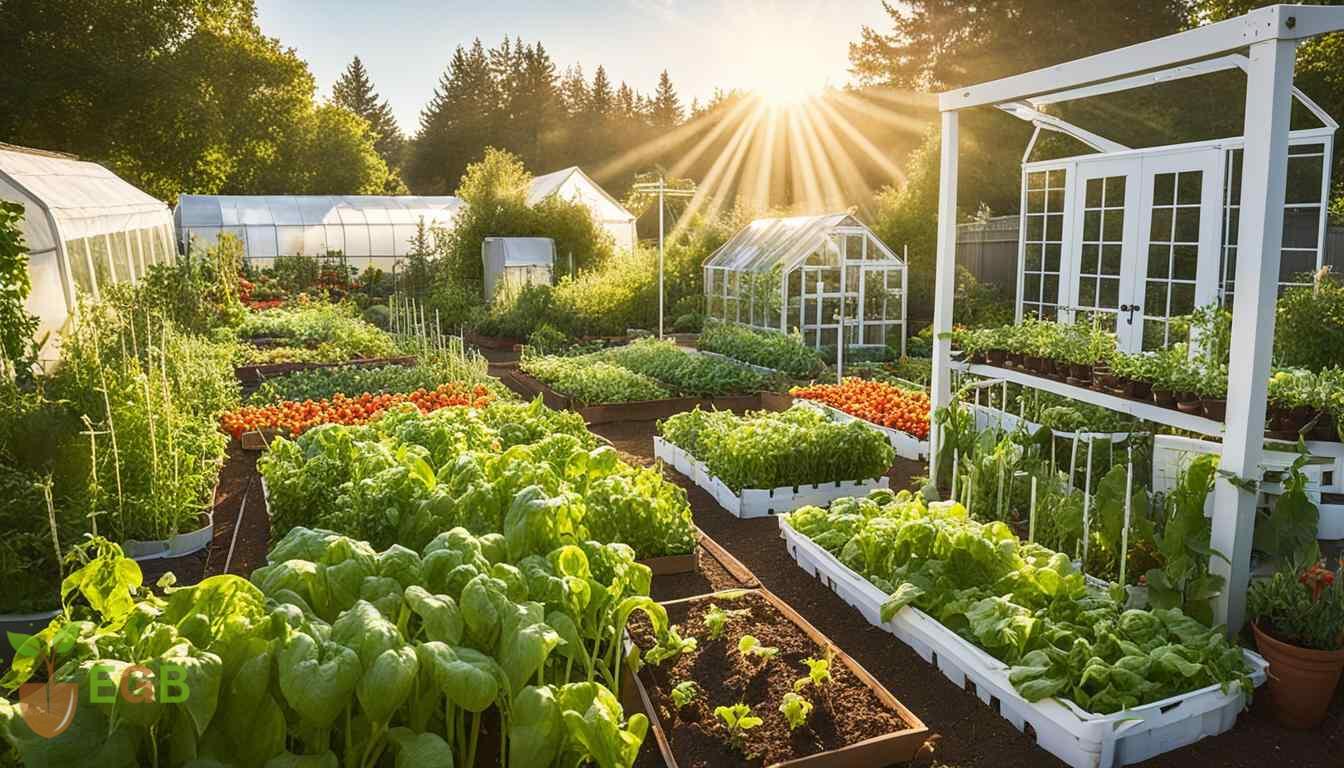Homestead garden under a risng morning sun