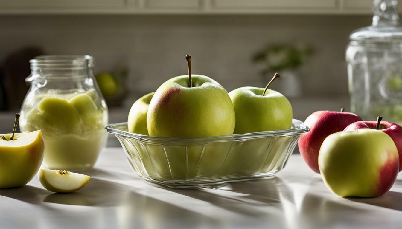 Apples cut and stored