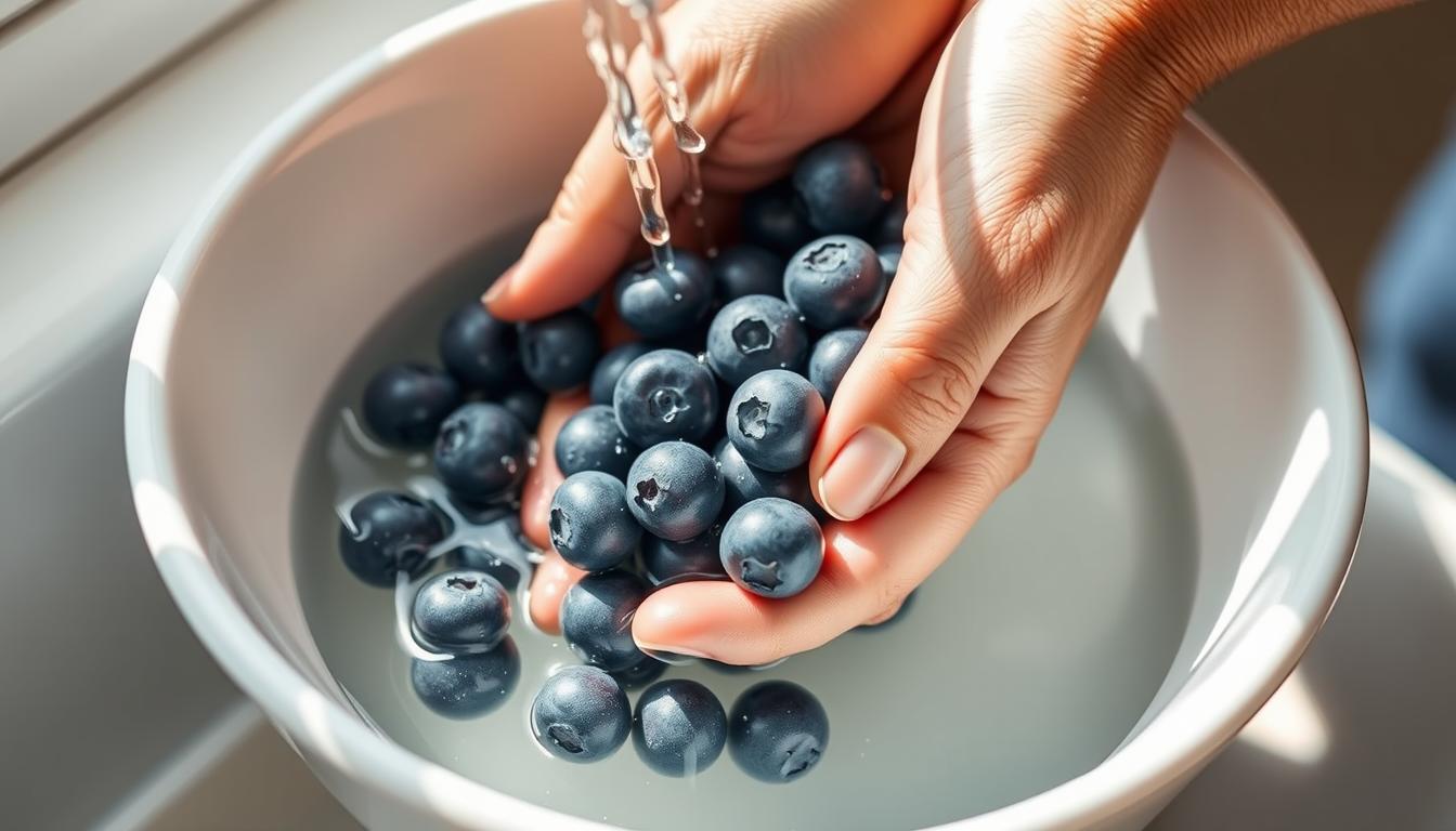 step-by-step blueberry washing
